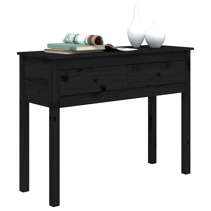 Masă consolă, negru, 100x35x75 cm, lemn masiv de pin WALTI
