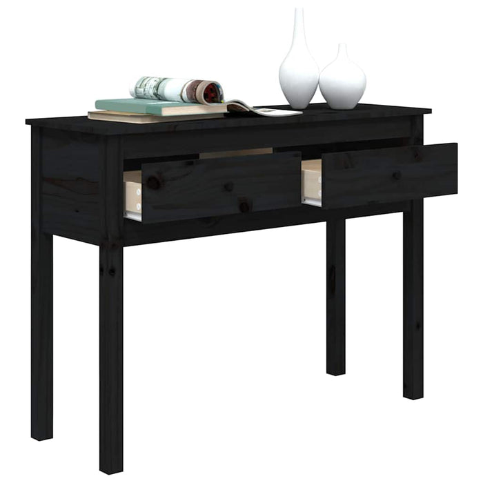 Masă consolă, negru, 100x35x75 cm, lemn masiv de pin WALTI