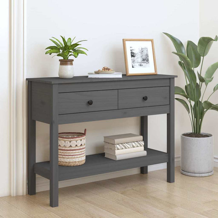 Masă consolă, gri, 100x35x75 cm, lemn masiv de pin WALTI