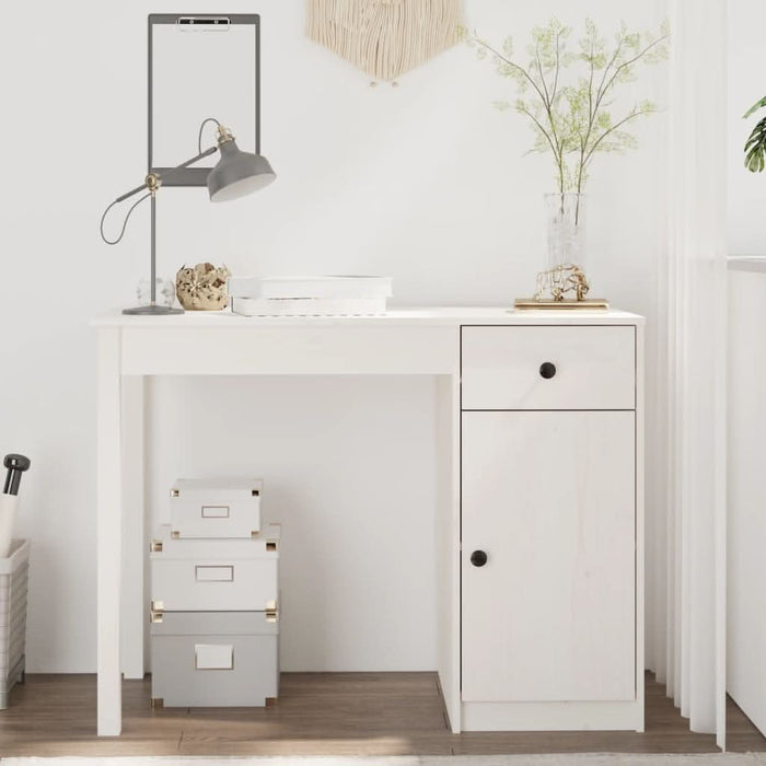 Birou, alb, 100x50x75 cm, lemn masiv de pin - WALTI WALTI