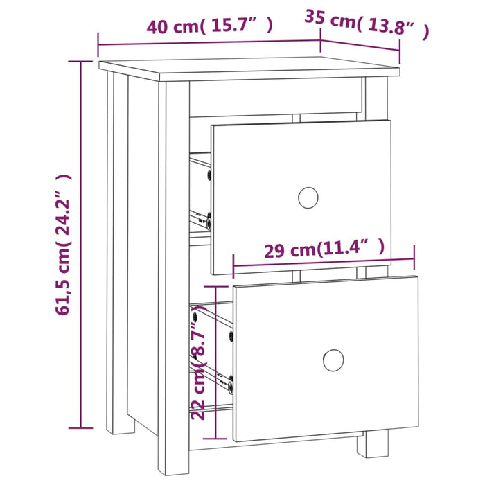 Noptiere, 2 buc, maro miere, 40x35x61,5 cm, lemn masiv de pin - WALTI WALTI