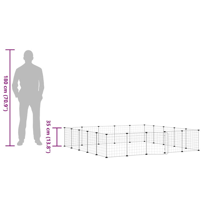 Cușcă animale de companie cu ușă 20 panouri negru 35x35 cm oțel - WALTI WALTI