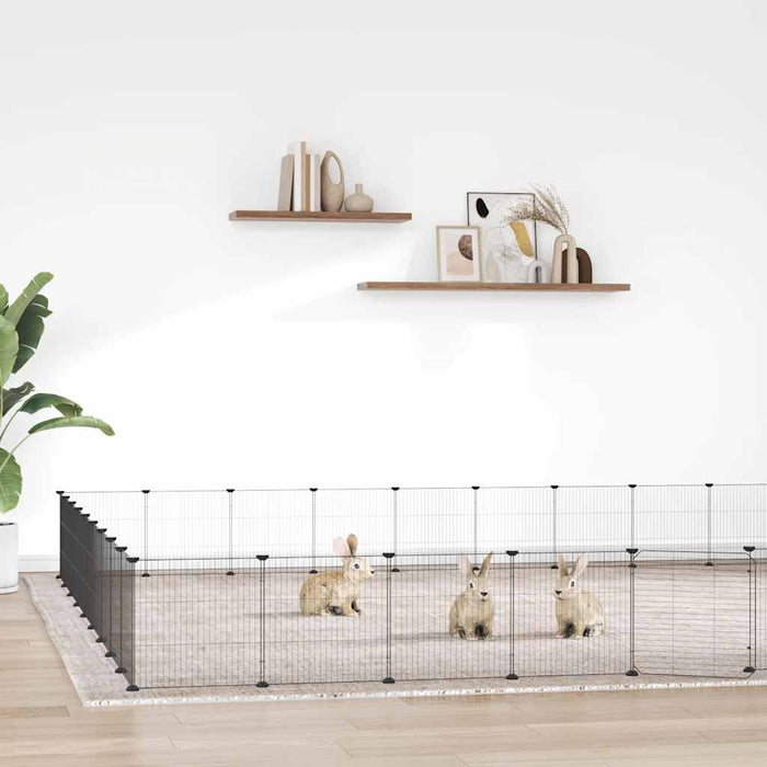 Cușcă animale de companie cu ușă 36 panouri negru 35x35 cm oțel - WALTI WALTI