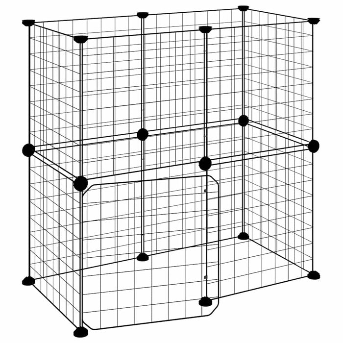Cușcă animale de companie cu ușă 12 panouri negru 35x35 cm oțel - WALTI WALTI