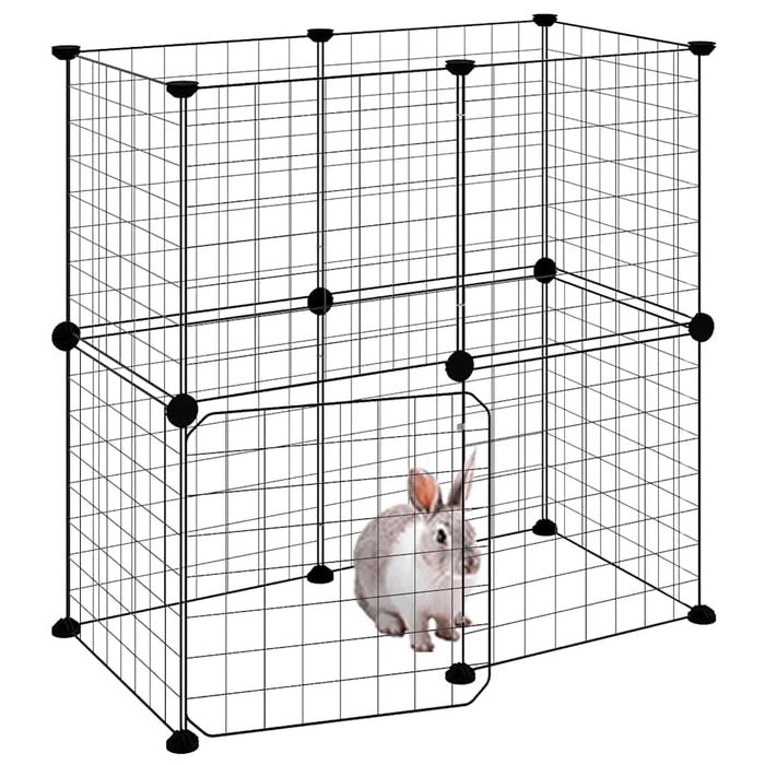 Cușcă animale de companie cu ușă 12 panouri negru 35x35 cm oțel - WALTI WALTI
