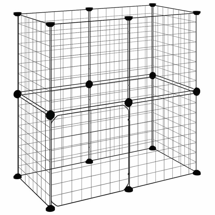 Cușcă animale de companie cu ușă 12 panouri negru 35x35 cm oțel - WALTI WALTI