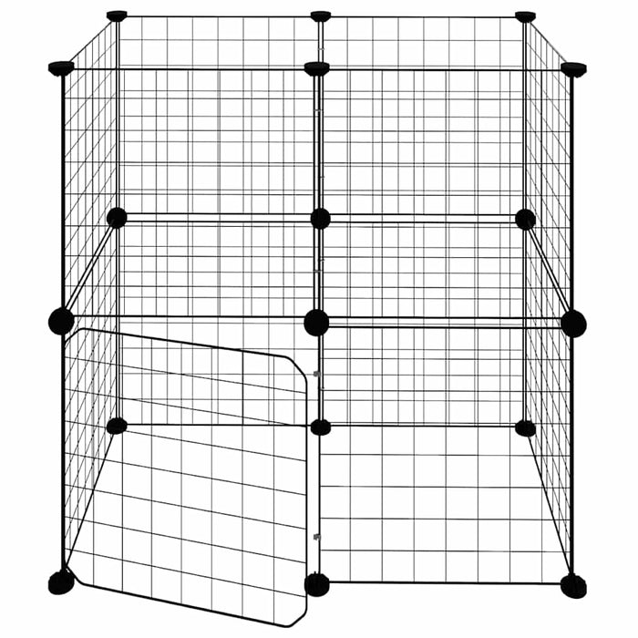 Cușcă animale de companie cu ușă 12 panouri negru 35x35 cm oțel - WALTI WALTI