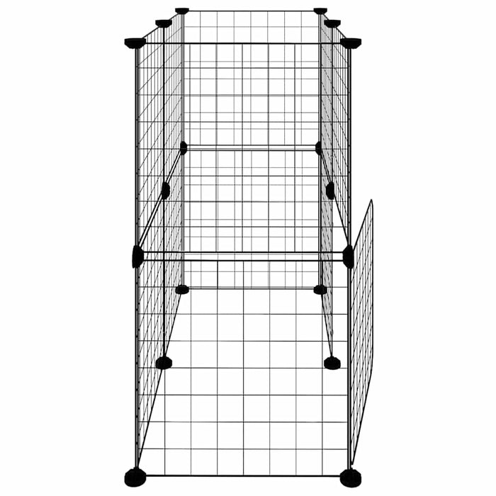 Cușcă animale de companie cu ușă 12 panouri negru 35x35 cm oțel - WALTI WALTI