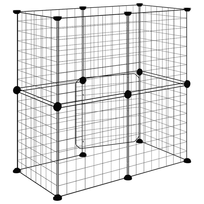 Cușcă animale de companie cu ușă 12 panouri negru 35x35 cm oțel - WALTI WALTI