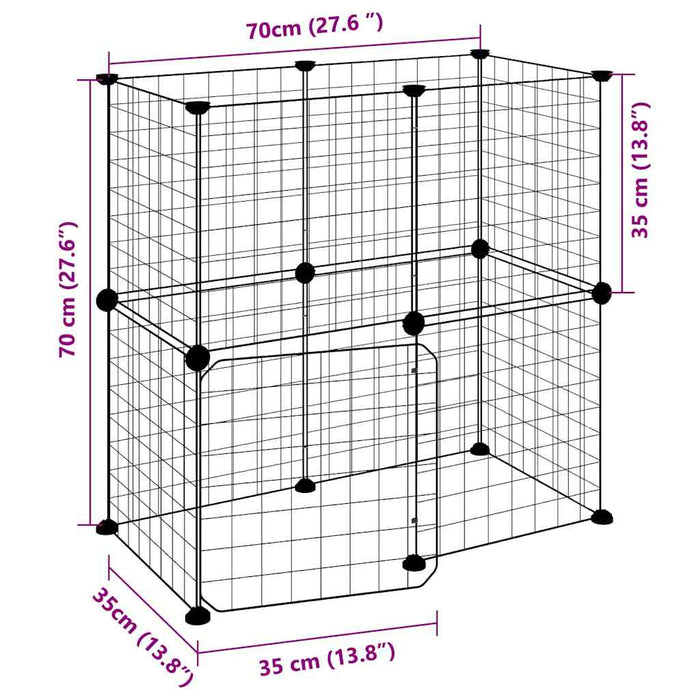 Cușcă animale de companie cu ușă 12 panouri negru 35x35 cm oțel - WALTI WALTI