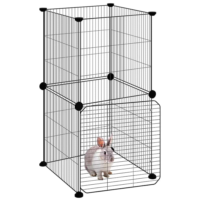 Cușcă animale de companie cu ușă, 8 panouri, negru 35x35cm oțel - WALTI WALTI