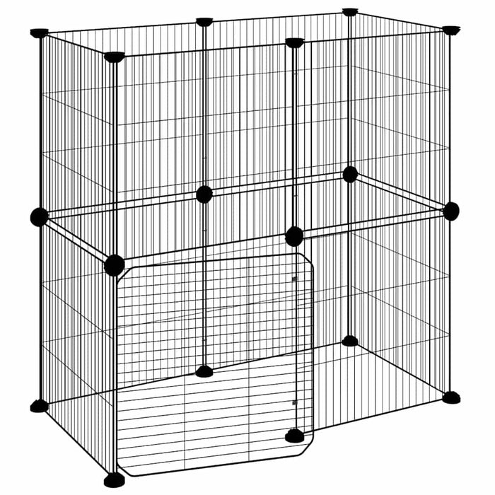 Cușcă animale de companie cu ușă 12 panouri negru 35x35 cm oțel - WALTI WALTI