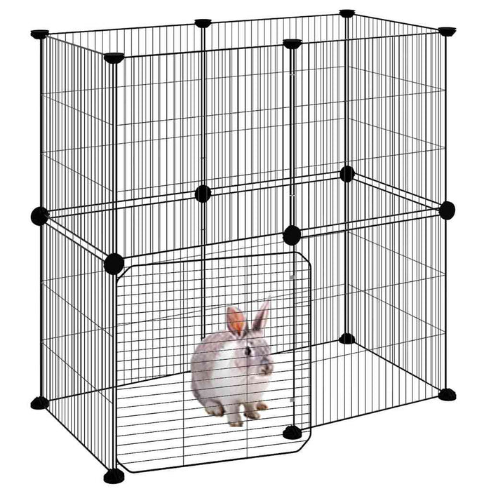 Cușcă animale de companie cu ușă 12 panouri negru 35x35 cm oțel - WALTI WALTI
