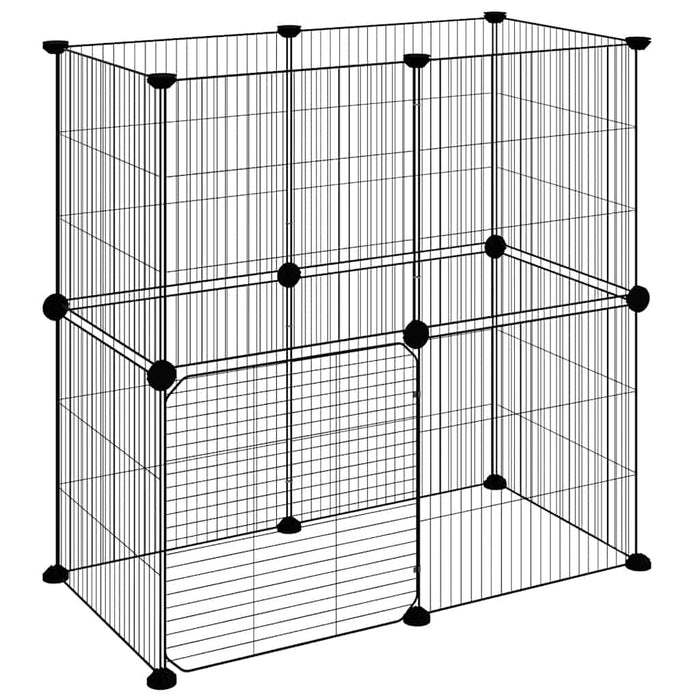Cușcă animale de companie cu ușă 12 panouri negru 35x35 cm oțel - WALTI WALTI