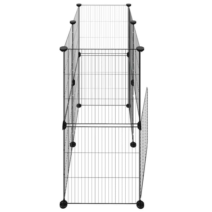Cușcă animale de companie cu ușă 12 panouri negru 35x35 cm oțel - WALTI WALTI
