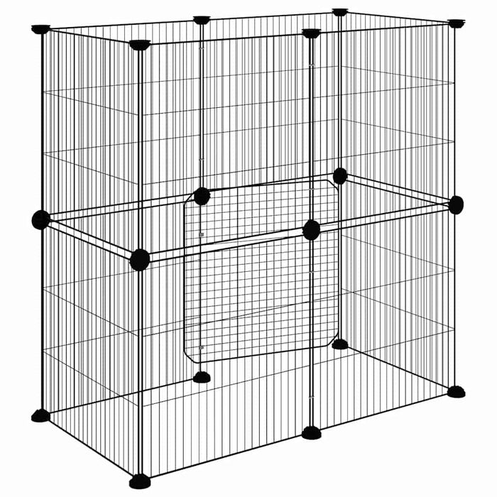 Cușcă animale de companie cu ușă 12 panouri negru 35x35 cm oțel - WALTI WALTI