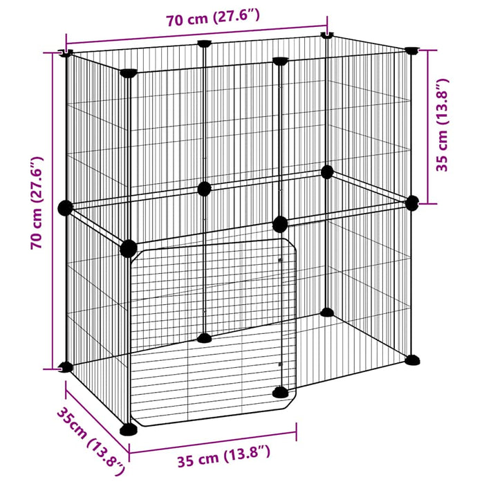 Cușcă animale de companie cu ușă 12 panouri negru 35x35 cm oțel - WALTI WALTI