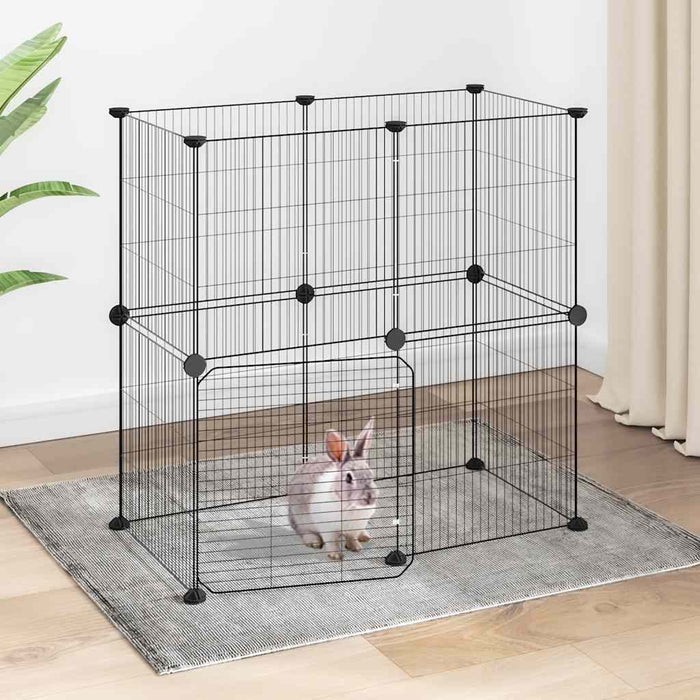 Cușcă animale de companie cu ușă 12 panouri negru 35x35 cm oțel - WALTI WALTI