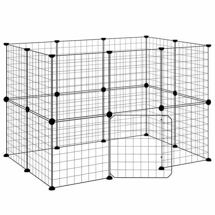 Cușcă animale de companie cu ușă 20 panouri negru 35x35 cm oțel - WALTI WALTI
