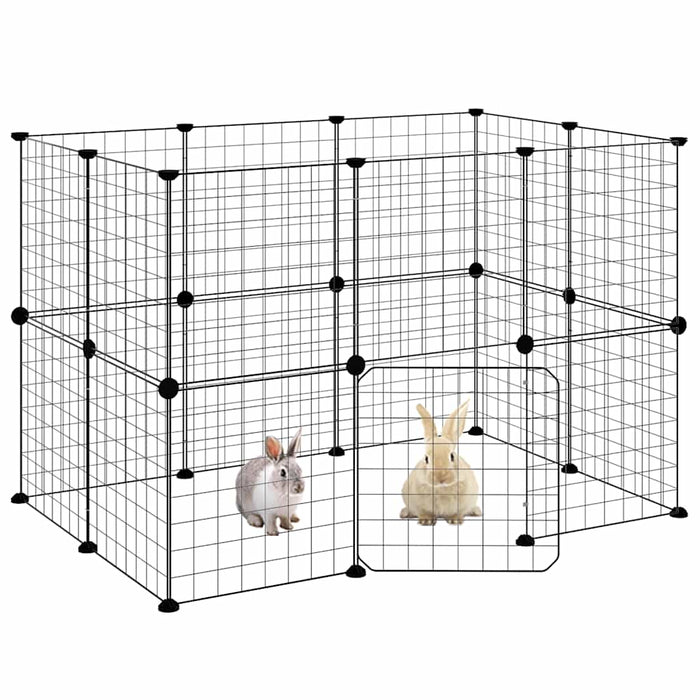 Cușcă animale de companie cu ușă 20 panouri negru 35x35 cm oțel - WALTI WALTI