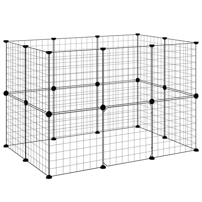 Cușcă animale de companie cu ușă 20 panouri negru 35x35 cm oțel - WALTI WALTI