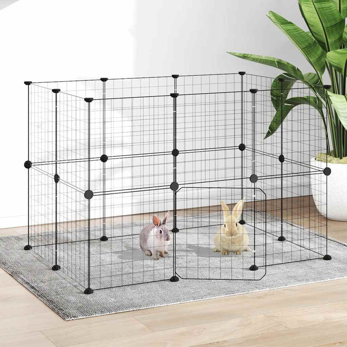 Cușcă animale de companie cu ușă 20 panouri negru 35x35 cm oțel - WALTI WALTI