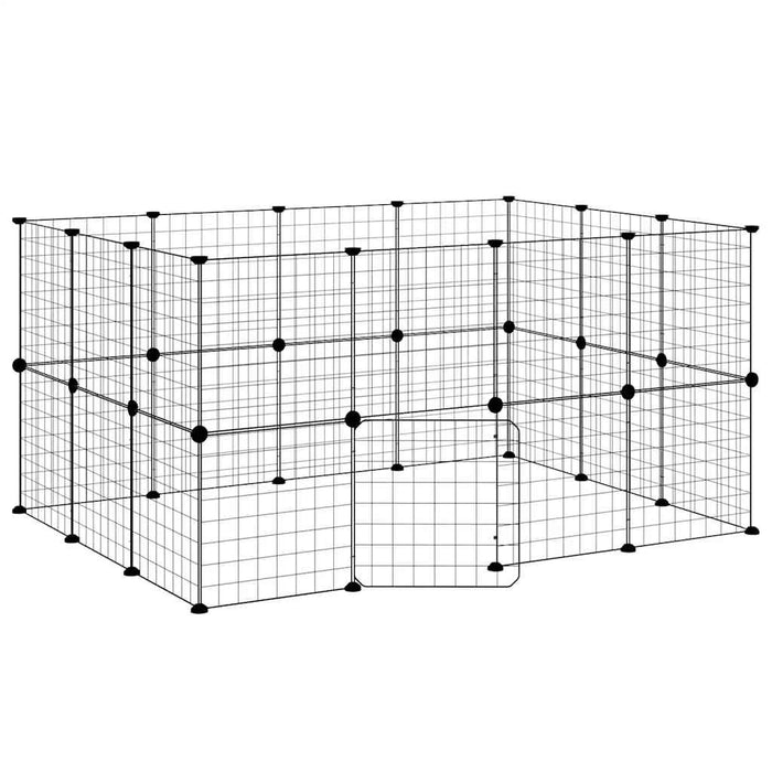 Cușcă animale de companie cu ușă 28 panouri negru 35x35 cm oțel - WALTI WALTI