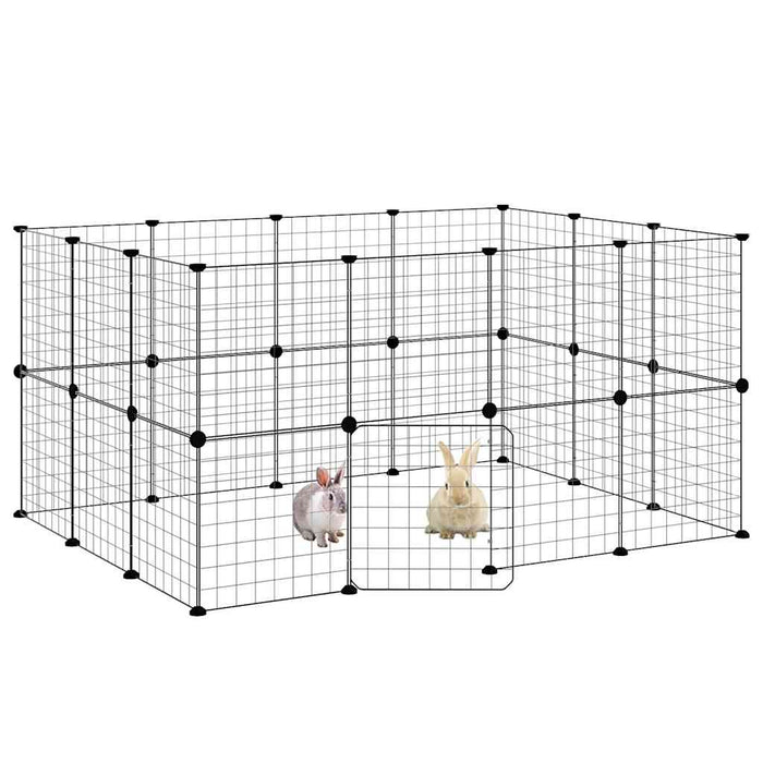 Cușcă animale de companie cu ușă 28 panouri negru 35x35 cm oțel - WALTI WALTI