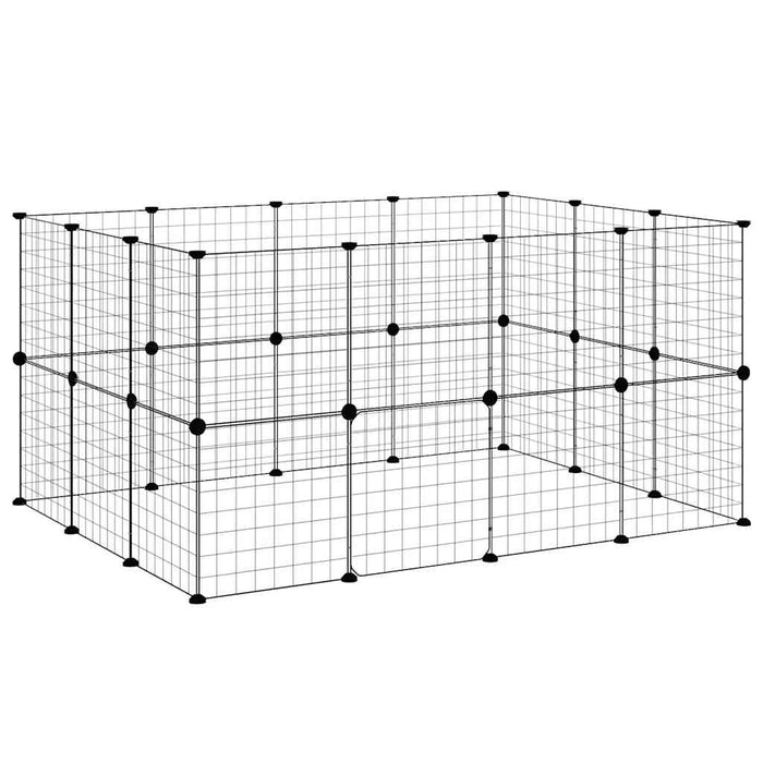 Cușcă animale de companie cu ușă 28 panouri negru 35x35 cm oțel - WALTI WALTI