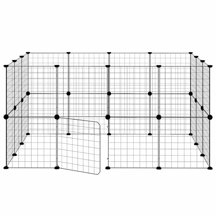 Cușcă animale de companie cu ușă 28 panouri negru 35x35 cm oțel - WALTI WALTI