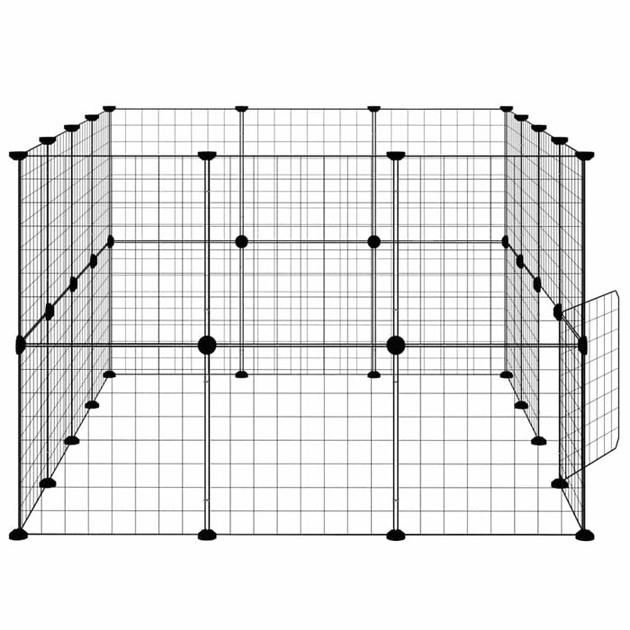 Cușcă animale de companie cu ușă 28 panouri negru 35x35 cm oțel - WALTI WALTI