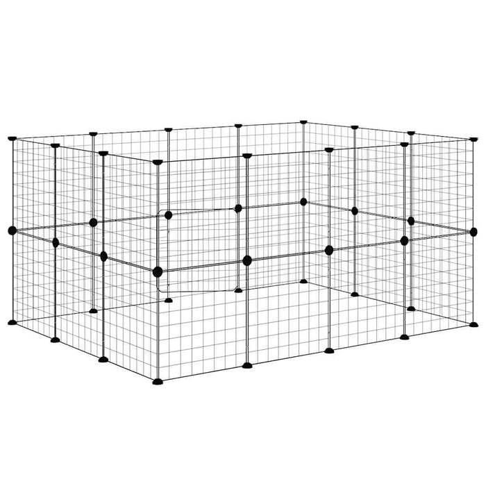 Cușcă animale de companie cu ușă 28 panouri negru 35x35 cm oțel - WALTI WALTI