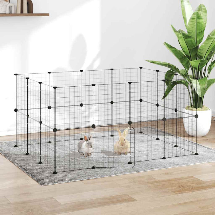 Cușcă animale de companie cu ușă 28 panouri negru 35x35 cm oțel - WALTI WALTI