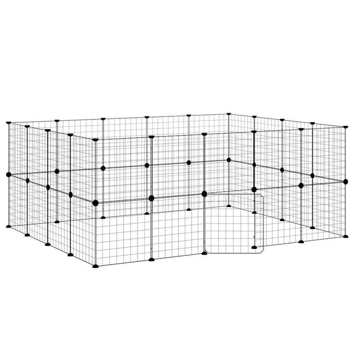 Cușcă animale de companie cu ușă 36 panouri negru 35x35 cm oțel - WALTI WALTI