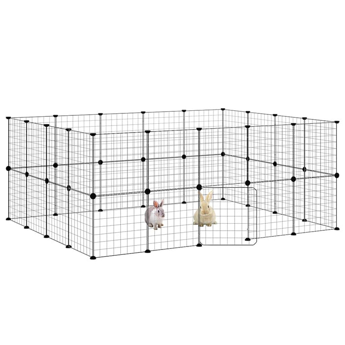 Cușcă animale de companie cu ușă 36 panouri negru 35x35 cm oțel - WALTI WALTI