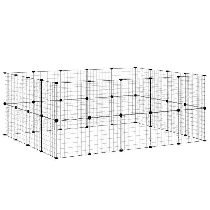 Cușcă animale de companie cu ușă 36 panouri negru 35x35 cm oțel - WALTI WALTI