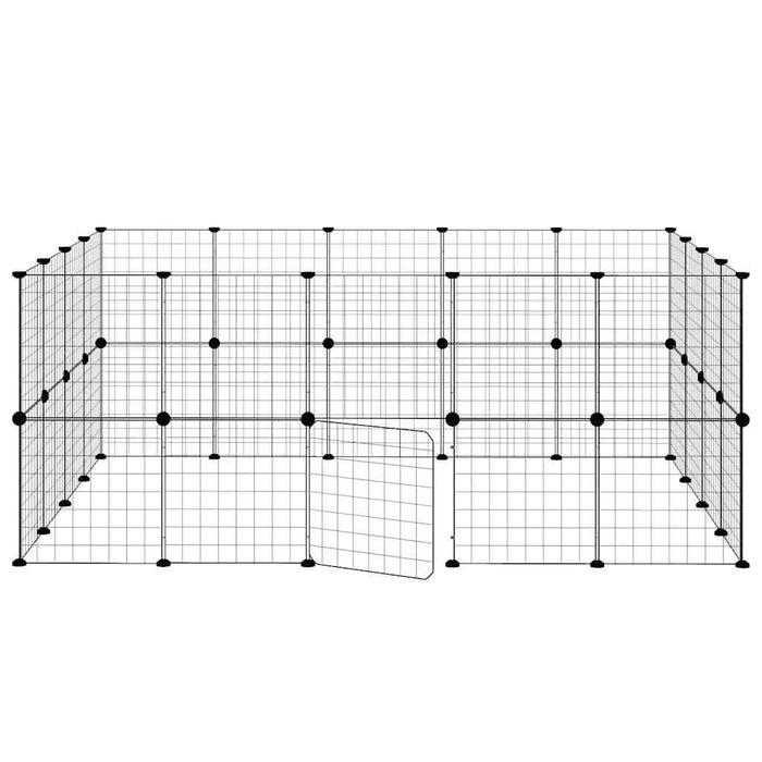 Cușcă animale de companie cu ușă 36 panouri negru 35x35 cm oțel - WALTI WALTI