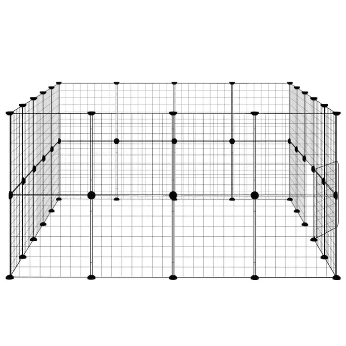 Cușcă animale de companie cu ușă 36 panouri negru 35x35 cm oțel - WALTI WALTI