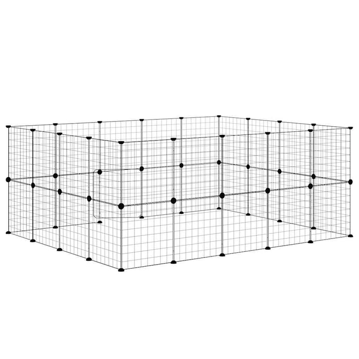 Cușcă animale de companie cu ușă 36 panouri negru 35x35 cm oțel - WALTI WALTI