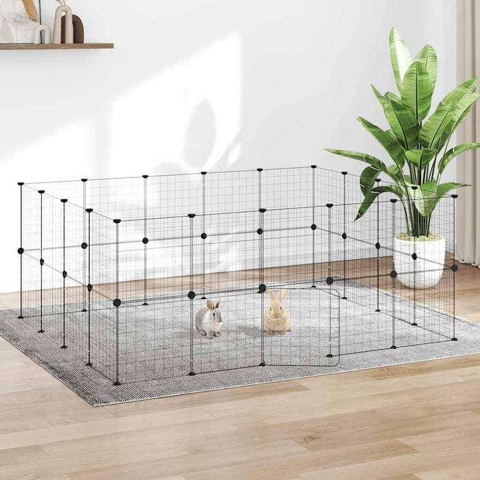 Cușcă animale de companie cu ușă 36 panouri negru 35x35 cm oțel - WALTI WALTI