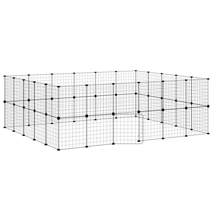 Cușcă animale de companie cu ușă 44 panouri negru 35x35 cm oțel - WALTI WALTI