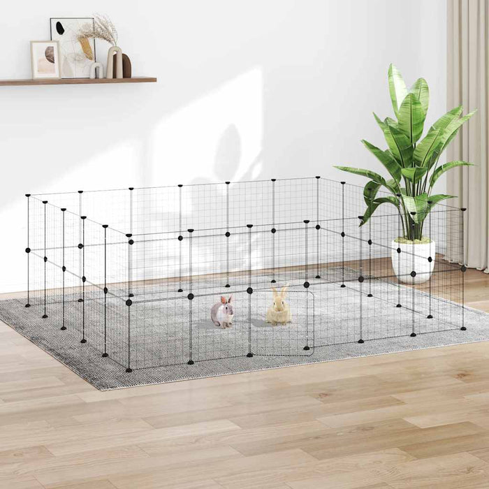Cușcă animale de companie cu ușă 44 panouri negru 35x35 cm oțel - WALTI WALTI