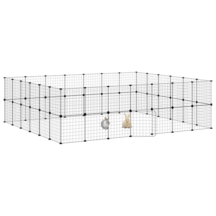 Cușcă animale de companie cu ușă 52 panouri negru 35x35 cm oțel - WALTI WALTI