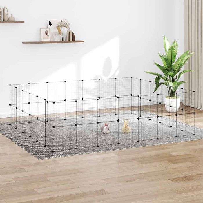 Cușcă animale de companie cu ușă 52 panouri negru 35x35 cm oțel - WALTI WALTI