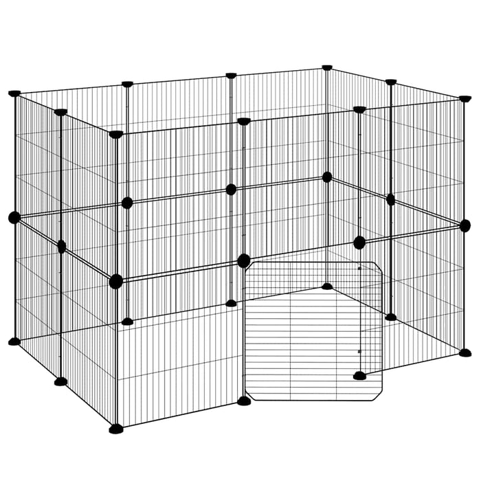 Cușcă animale de companie cu ușă 20 panouri negru 35x35 cm oțel - WALTI WALTI