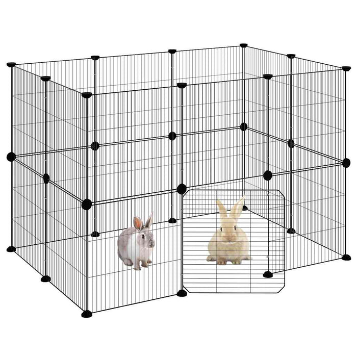 Cușcă animale de companie cu ușă 20 panouri negru 35x35 cm oțel - WALTI WALTI