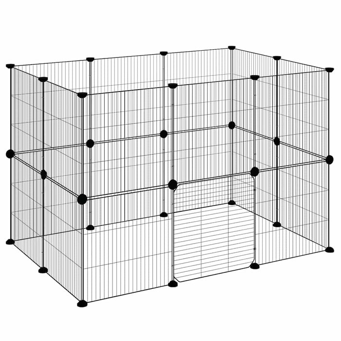 Cușcă animale de companie cu ușă 20 panouri negru 35x35 cm oțel - WALTI WALTI