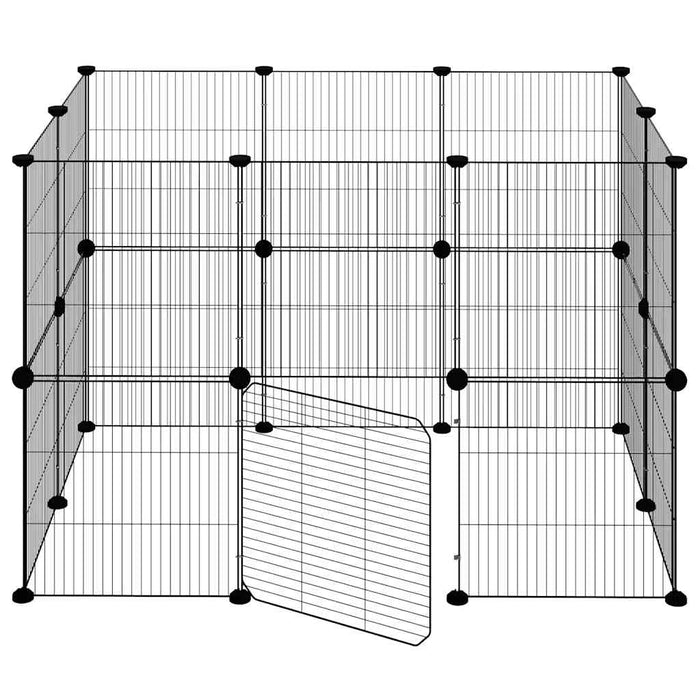 Cușcă animale de companie cu ușă 20 panouri negru 35x35 cm oțel - WALTI WALTI
