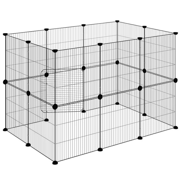 Cușcă animale de companie cu ușă 20 panouri negru 35x35 cm oțel - WALTI WALTI