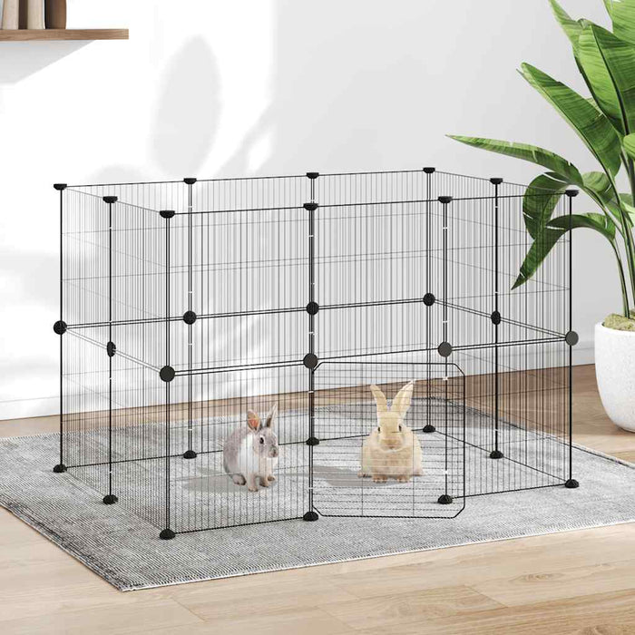 Cușcă animale de companie cu ușă 20 panouri negru 35x35 cm oțel - WALTI WALTI